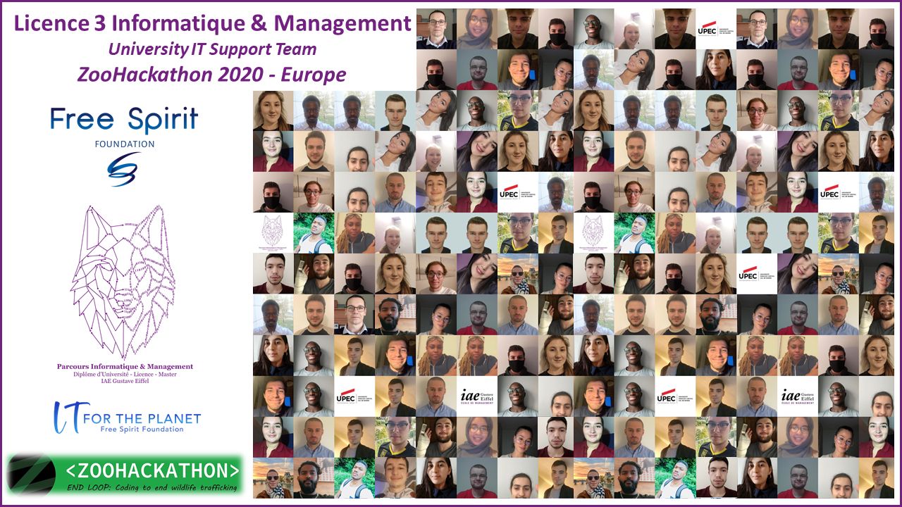 Les étudiants de la Licence 3 Informatique et Management ont piloté avec succès l’ensemble du support technique pour l’Europe du "ZooHackaton" 2020